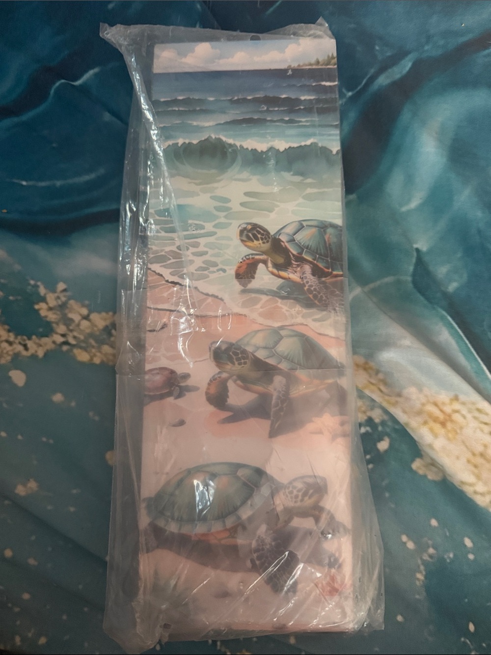 Sea Turtle Reptile Habitat Decor Panel - Blue/Green